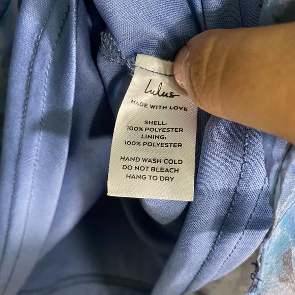 Lulus Mini Dress XS Blue Floral Organza Imagine Romance A-Line Party - Picture 12 of 14